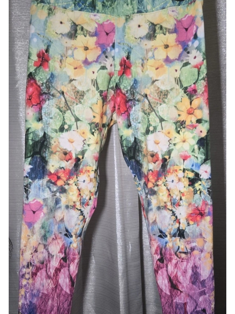 Floral Multicolor Stretch Leggings - Bright Garden Print